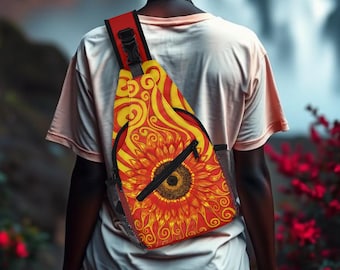 Crossbody Sling Bag: Kostandia Sunflower. Adjustable Strap. Chest Pack for the Gym or Travel