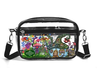 Fairy Cottage Clear Stadium Bag: Whimsigoth Concert Crossbody, Transparent Purse for Festivals