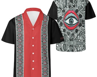 Luxury Hawaiian Shirt for Men: Designer Resort Wear, Premium Tropical Button Down - Inner Eye Design