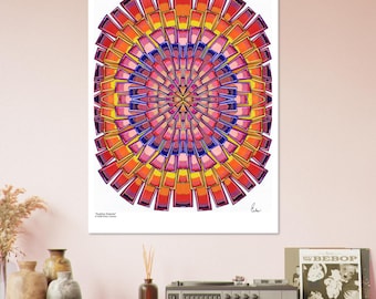 Sueños Solares Art Print, Colorful Geometric Mandala, Semi-Glossy