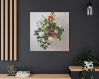Canvas Print: "Wedding Bouquet". Aesthetic Wall Art, Floral Home Decor, Gift for Bride, Botanical Print, Wedding Gift