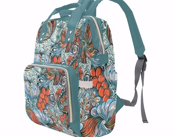 Cathie's Garden Canvas Backpack, Floral Laptop Bookbag for Women, College Travel Rucksack