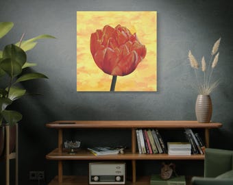 Canvas Print: "Orange Tulip".  Floral Wall Art Decor, Home Office Decoration, Gift for Gardeners, Nature Lovers, Housewarming Gift