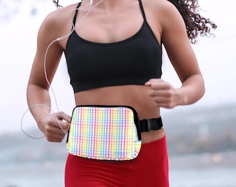 Pastel Gingham Belt Bag: Adjustable Crossbody Fanny Pack