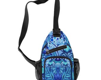 Blue Meadow Small Sling Bag. Fairycore Shoulder Bag. Cottagecore Whimsical Crossbody Purse
