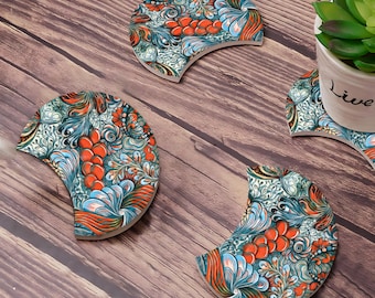 Cathies Garden Ceramic Coaster Set: Absorbent Stone Trivet