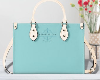 Aqua Coral Vegan Leather Handbag. Versatile Crossbody, Shoulder and Top Handle PU Summer Bag.