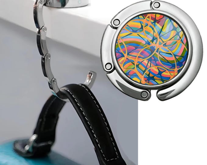 Featured listing image: Color Waves Bag Hanging Hook - Stylish Coat Hook, Stainless Steel Purse Holder, Space-saving Design Bag Accessories. Travel Accessory