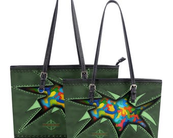Vegan Leather Tote Bag: Green Rip Me Up