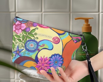 Colette Makeup Organizer. Cosmetic Bag Clutch. Vegan Leather Pencil Pouch. Sling Zipper Travel Toiletry Bag. Jewelry Case
