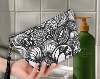 Georgia Makeup Organizer. Cosmetic Bag Clutch. Vegan Leather Pencil Pouch. Sling Zipper Travel Toiletry Bag. Jewelry Case