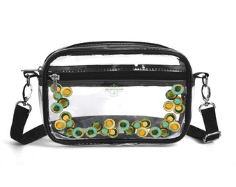 Cercles Verts Clear Stadium Bag or Concert Crossbody Bag, Transparent Handbag for Festivals, Perfect Gift for Eventgoers