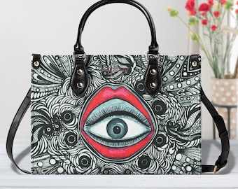 Third Eye Vegan Leather Handbag. Versatile Crossbody, Shoulder and Top Handle Everyday PU Bag.