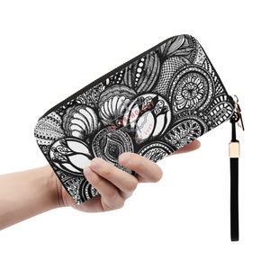 Leather Wallet: Georgia. Colorful Zipper Wristlet. Cute PU Faux Leather Clutch or Credit Card Holder.