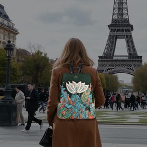 Ellies Garden Reiserucksack, Anti-Diebstahl-Reiserucksack, Veganes Leder, Einzigartiges Reisegeschenk, Sicherer Versteckter Reißverschluss, Design mit mehreren Fächern
