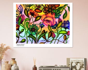 Colorful Floral Art Print | Rainbow Garden Poster