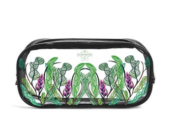 Foxglove  Clear Pencil Case: Stylish Back to School, College Essentials, Art Supply Case, Makeup Pouch Gift