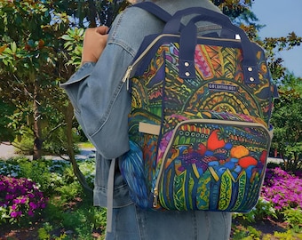 Watermelon Sunshine Canvas Backpack. Laptop & Book Bag, Cute Baby Bag, Stylish Travel Backpack for Students and Moms