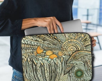 Brown Sunny Watermelon 15" Laptop Sleeve. Back to School Tech or Desk Accessory. Macbook Computer Case