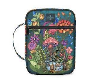 Blue Fairy Garden Book Cover Bag: Bible, Sketchbook, Journal Protector