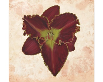 Canvas Print: "Crimson Daylily". Floral Wall Art, Botanical Nature Poster, Gift for Gardeners, Nature Lovers, Housewarming Gift