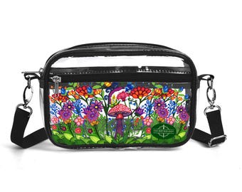 Fairy Garden Clear Concert Bag. Crossbody Stadium Bag. Waterproof Purse