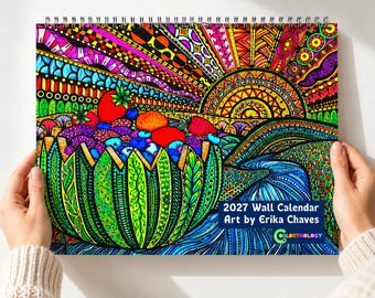 Wall calendar 2027 (US & CA shipping only). Colorful Modern Art, Monthly Planner