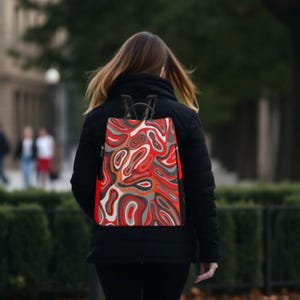 Mochila de viaje antirrobo: piel vegana, diseño de nubes de Júpiter