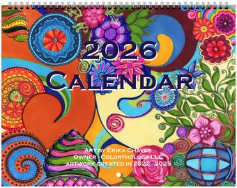 2026 Wall Calendar US - Colorful Modern Art Design by Colorthology, Monthly Planner Organizer, Yearly Schedule Gift