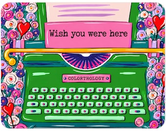 Pack of 10 Post Cards with Envelopes (US & CA shipping only). Retro Design. Wish You Were Here Typewriter