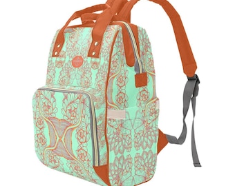 Teal Brocadesque Multi-Function Backpack