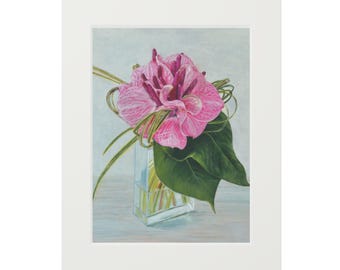 Canvas Print: "Pink Anthurium Bouquet". Fine Art Botanical Print, Floral Poster, Nature Art, Tropical Flowers