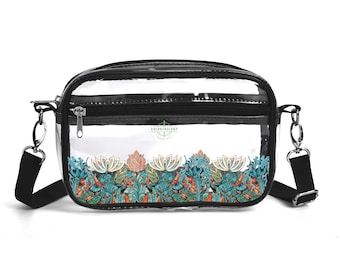 Ellie's Garden Clear Stadium Bag or Concert Crossbody Bag, Transparent Handbag for Festivals, Perfect Gift for Eventgoers