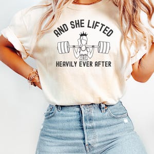And She Lifted Heavily Ever After Shirt, Workout Shirt For Women, Women Gym Shirt, Gym Gifts For Women, Cute Fitness Shirt, Muscle Mom Shirt