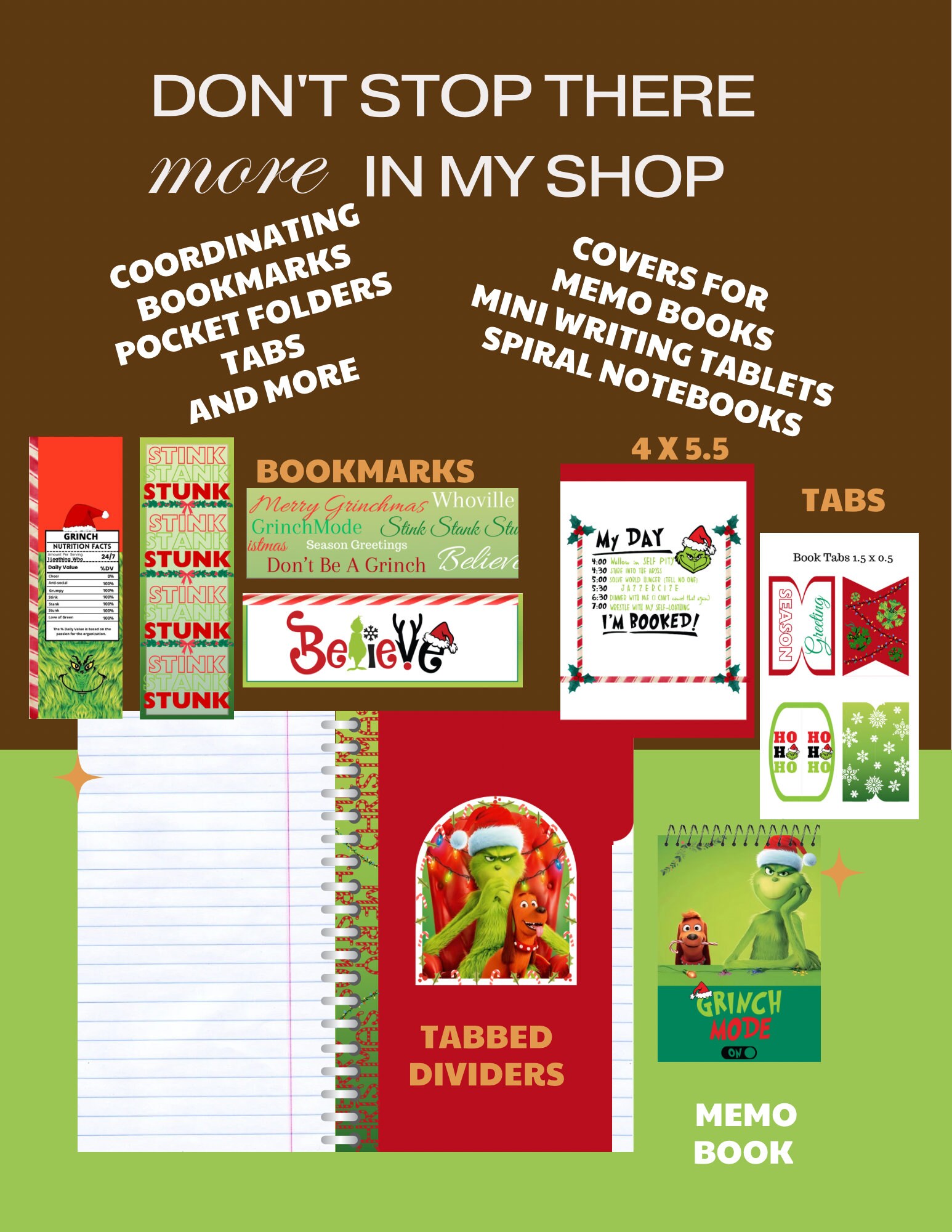 DIY Grinch PRINTABLE Planner Pockets - Etsy
