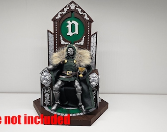 Cadeira trono INNOVATION_MODEL D em escala 1:12 - Marrom escuro / Prata / Verde