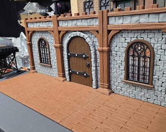 toy.blocks - parede mítica - conjunto de 3 paredes - 2 janelas e 1 porta