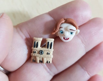 Boucles d'oreilles Quasimodo fimo le bossu de notre dame paris disney esmeralda