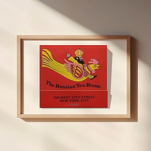 The Russian Tea Room Matchbook Print, Wall Art Prints, Printable Art, Bar Cart Art, Vintage Matchbox Art, Download Art Prints
