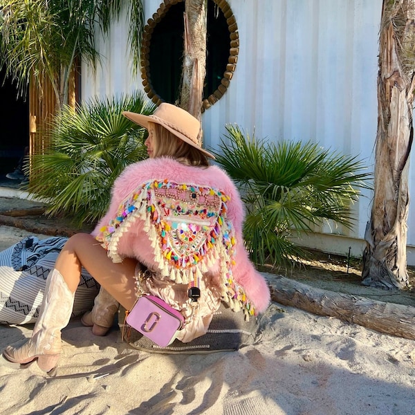 Pink Furry Fringe Jacket