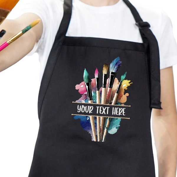 Personalized Art Apron with Pockets, Art Teacher Gift Apron, Art Party Apron, Painting Adults and Kids Apron, Artist Apron, Art Crafts Apron