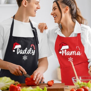 Custom Christmas Aprons, Cute Christmas Personalized Kids Aprons, Mom Dad & Family Matching Aprons Set, Holiday Gifts for Mom, Baking Apron