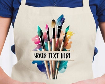 Personalized Art Apron with Pockets, Art Teacher Gift Apron, Art Party Apron, Painting Adults and Kids Apron, Artist Apron, Art Crafts Apron