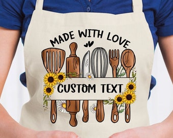 Personalized Apron with pockets, Custom Kitchen Apron, Personalized gift apron, Custom Text apron, Mama&#39;s Kitchen, Adjustable Apron
