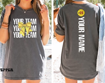 Comfort Colors® Custom Softball Shirt, Softball Number and Name Shirt, Gift for Mom Shirt, Personalized Softball, Softball School Mascot
