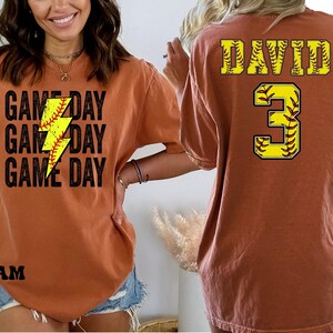 Comfort Colors® Custom Softball Shirt, Softball Number and Name Shirt,Softball mom shirt, Personalized Softball Shirt, Softball Gift Shirt 画像 8