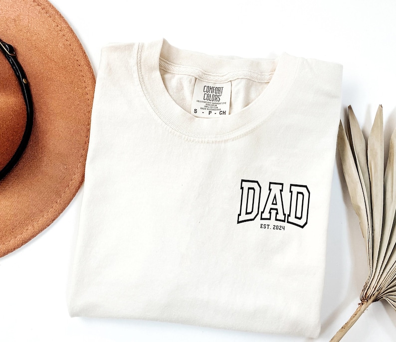 Comfort Colors® Dad Est Year Shirt, Cute Fathers Day Gift, New Dad Shirt, Personalized Dad Shirt, Custom Dad Est Shirt, Custom Papa gift image 5