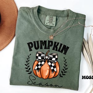 Comfort Colors® Pumpkin Season Shirts, Thanksgiving Shirts, Pumpkin Bow Shirt, Happy Thanksgiving, Cozy Pumpkin Sweater, Women's Fall Shirts image 2