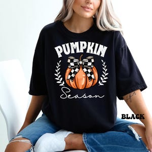 Comfort Colors® Pumpkin Season Shirts, Thanksgiving Shirts, Pumpkin Bow Shirt, Happy Thanksgiving, Cozy Pumpkin Sweater, Women's Fall Shirts image 3
