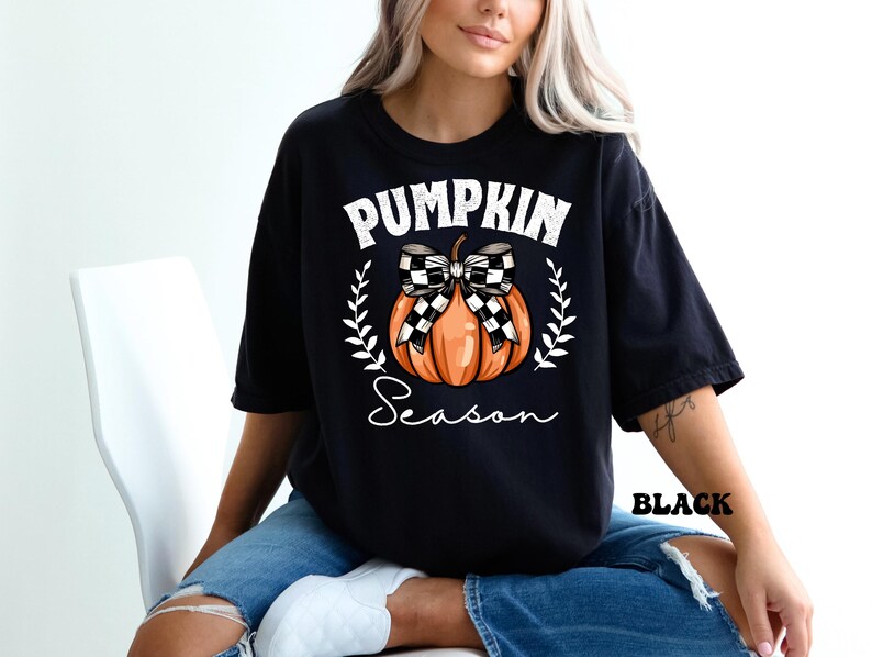 Comfort Colors® Pumpkin Season Shirts, Thanksgiving Shirts, Pumpkin Bow Shirt, Happy Thanksgiving, Cozy Pumpkin Sweater, Women's Fall Shirts image 3